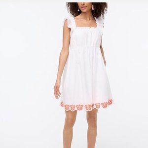 J. Crew Factory White and Pink Smocked Sundress